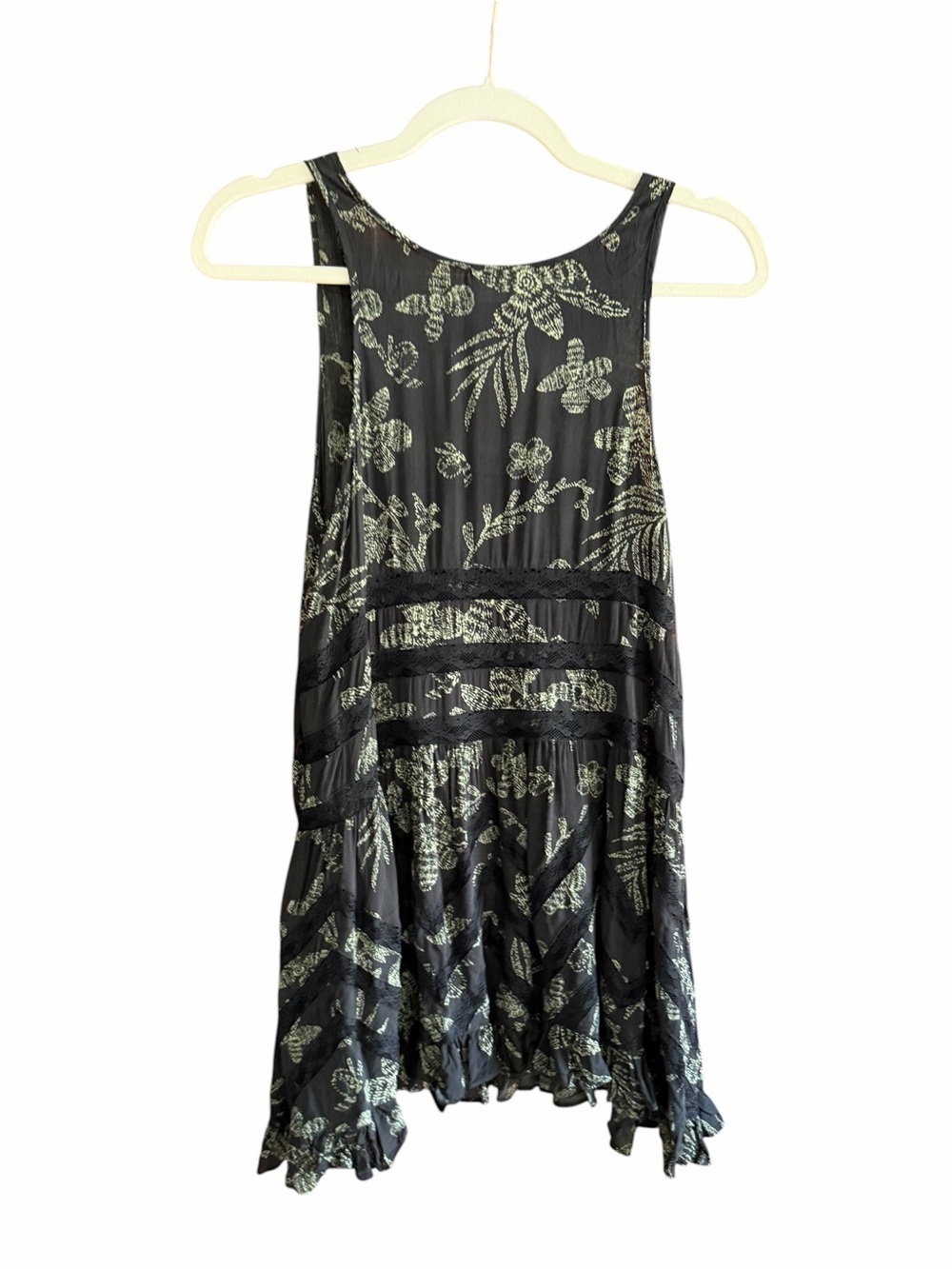 FREE PEOPLE Voile and Lace Trapeze Slip Dress Black Green Fern XS - Picture 5 of 11